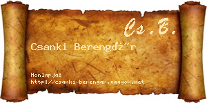 Csanki Berengár névjegykártya
